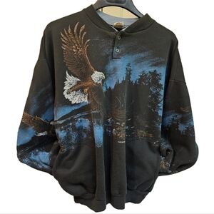 Black Art Unlimited Sportswear Eagle Sweatshirt with pockets Mens XL Vintage
